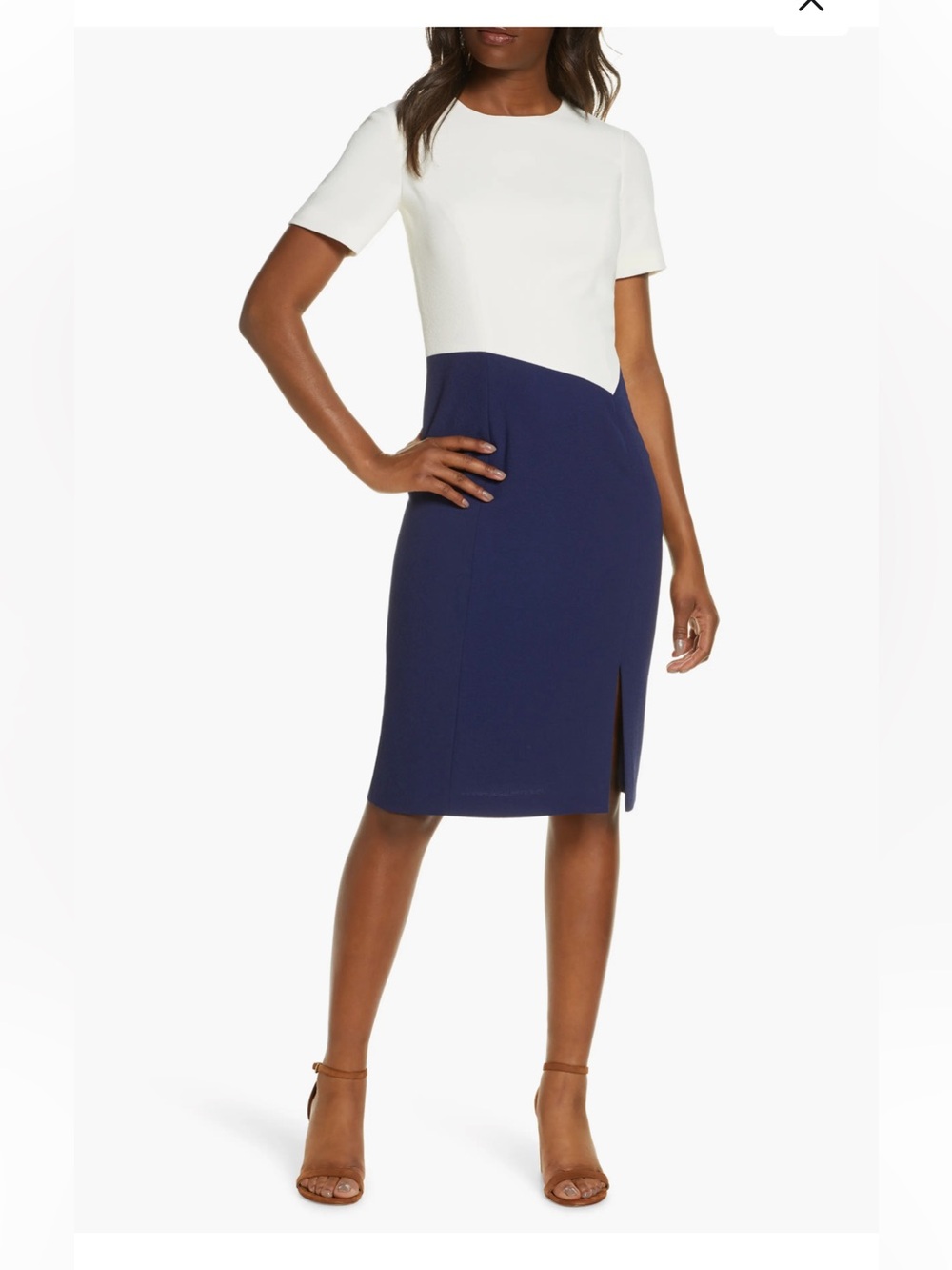 Colorblock Navy and White Pencil Skirt NWT